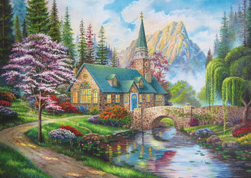 Trefl 500 Piece Jigsaw Puzzles, Woodland Seclusion, Idylic Landscape, Mountains And River, Cottage Puzzle, Adult Puzzles, Trefl 37327
