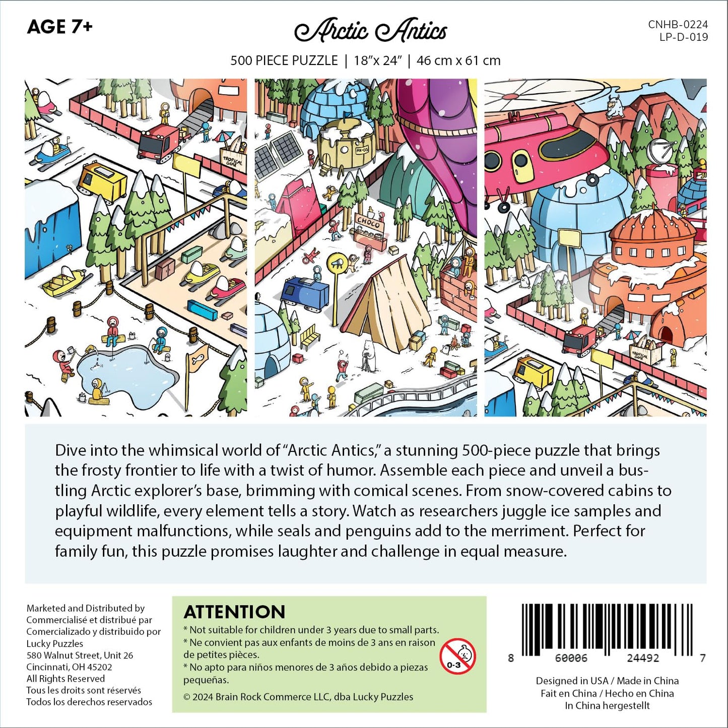 Lucky Puzzles Arctic Antics - 500 Piece Jigsaw Puzzle for mature-themeds & Kids 12+ | Funny Polar Adventure Magic Puzzle | Coolest mature-themed Puzzles | Challenging Unique and Family Fun | 18 x 24 Inches