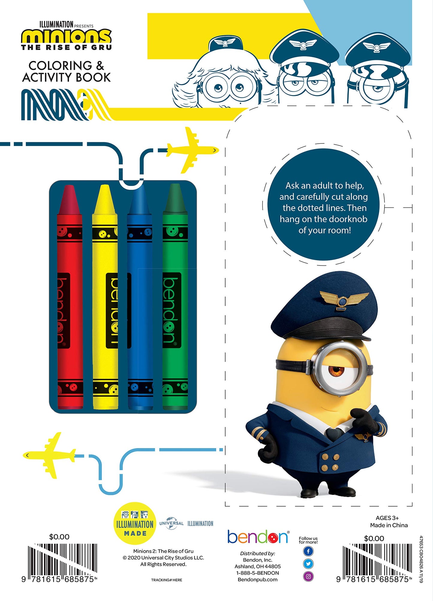 Despicable Me Minions Rise of Gru 48-Page Coloring and Activity Book with 4 Crayons 47653