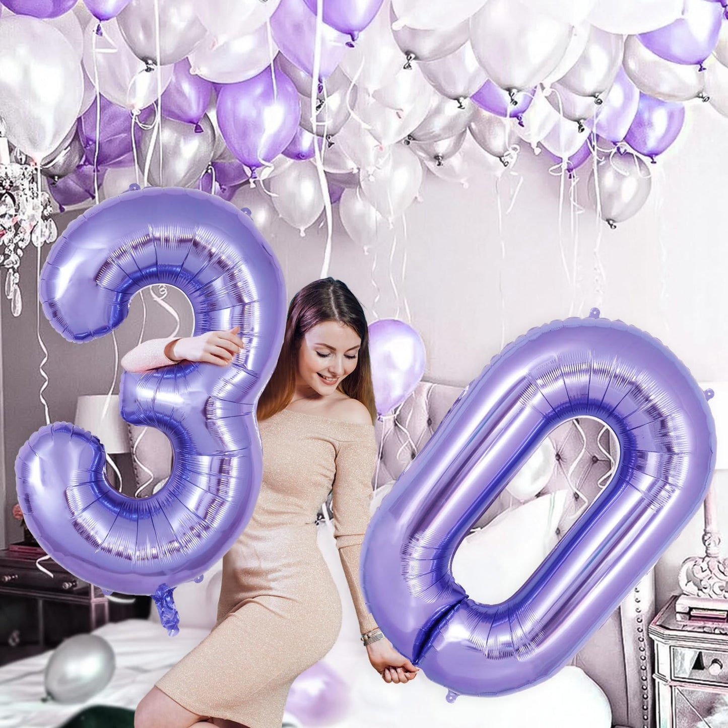 AIQINHU Purple Foil Number 0 Balloon, 40 Inch Giant Mylar Balloon for Birthday Party Decorations and Anniversaries