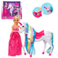 White Unicorn with Magic Light Horn and Fairy Tale Princess Doll 11.5, W/Comb and Crystal Crown, Girls Unicorn Doll Toys Gifts,