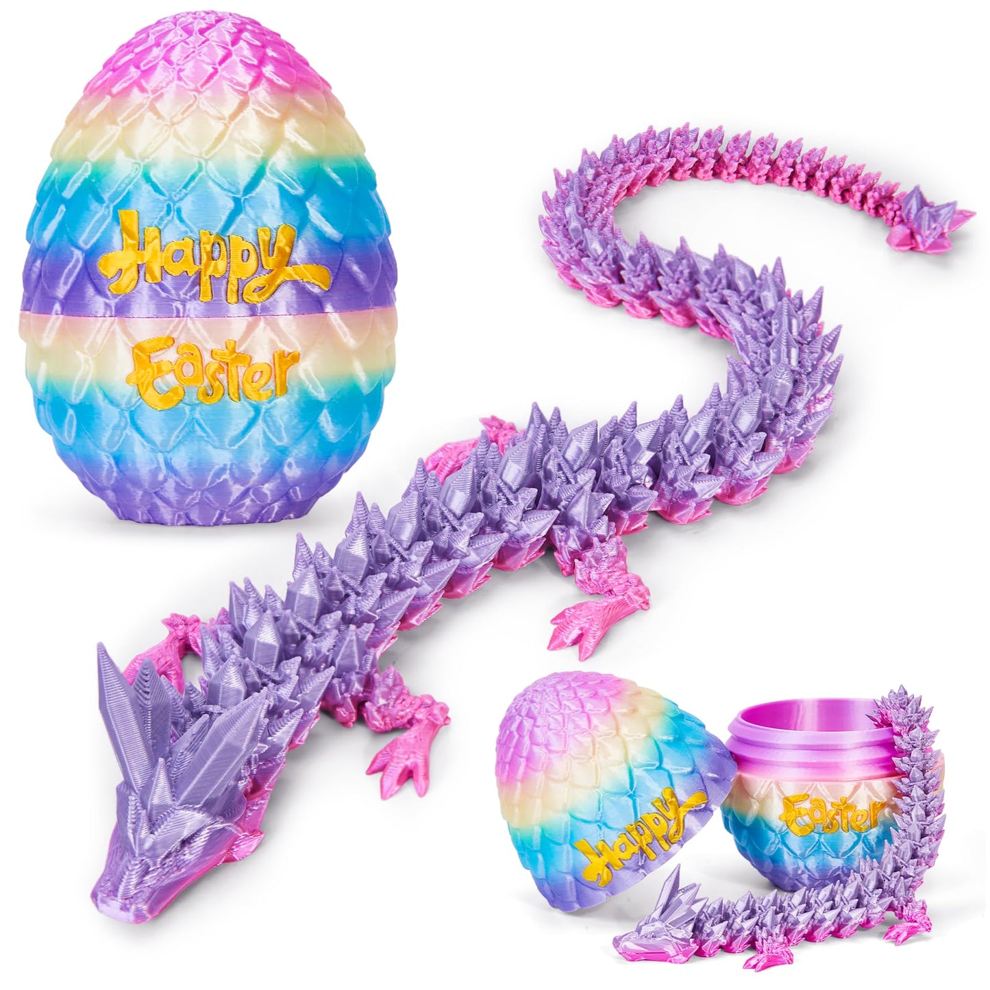 3D Printed Dragon Egg with Dragon Inside, Dragon Egg Fidget Toy Crystal Dragon, 3D Printed Animals Surprise Egg for Kids, Execut