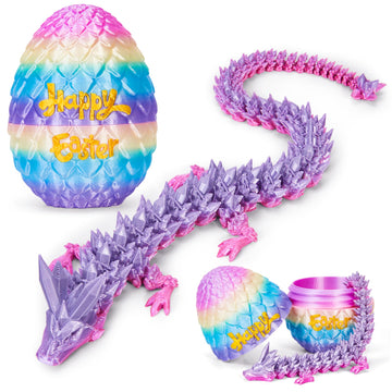 3D Printed Dragon Egg with Dragon Inside, Dragon Egg Fidget Toy Crystal Dragon, 3D Printed Animals Surprise Egg for Kids, Execut