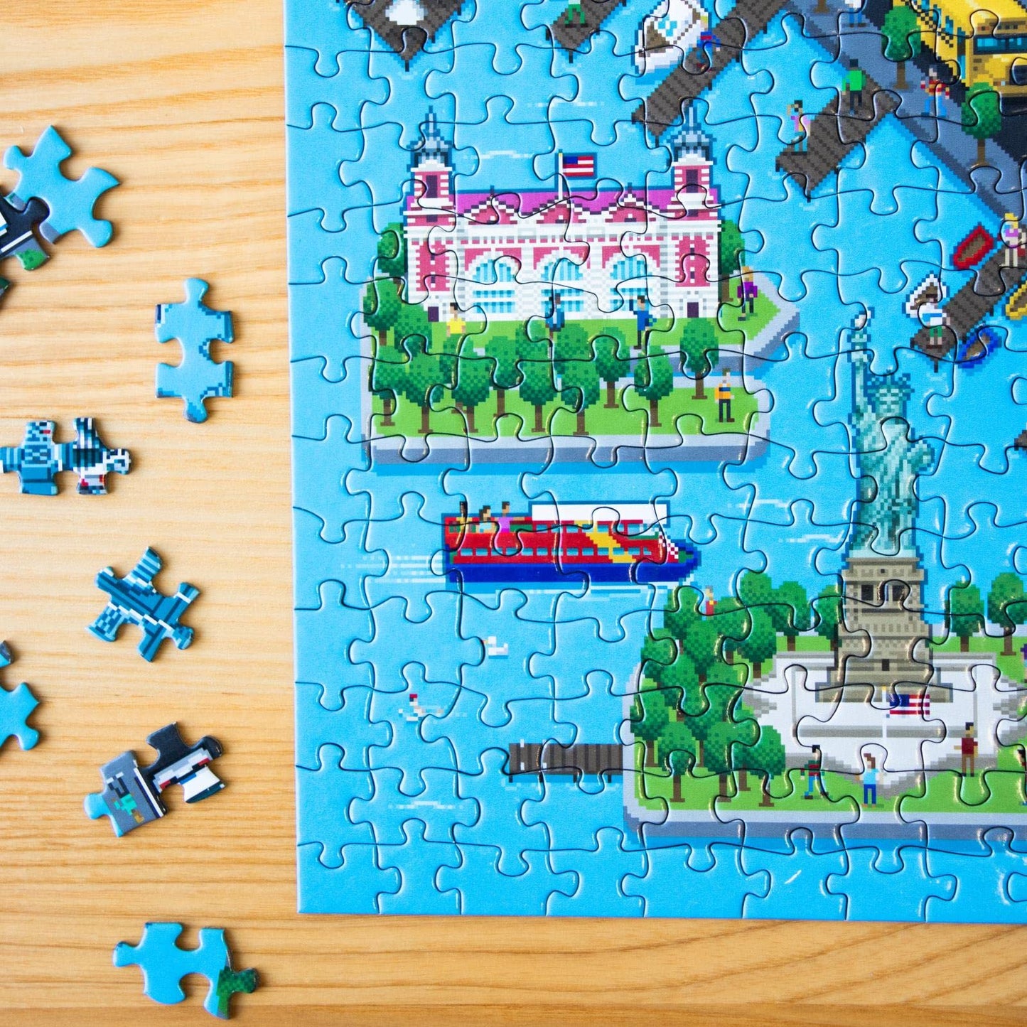 1000 Piece Puzzle - 8-Bit Retro Gaming Style New York City Jigsaw Puzzles 1000 Pieces For Adults Made With 100% Recycled Cardboard - Puzzles For Adults Level 3 By Bopster