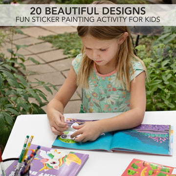 Fun Paint With Sticker Books For Kids Set Of 2 - Entertaining Sticker Activity With Vibrant Themes Keeps Kids Ages 4-8 Busy - Perfect Puzzle To Learn Shapes And Numbers At Home Or Travelling