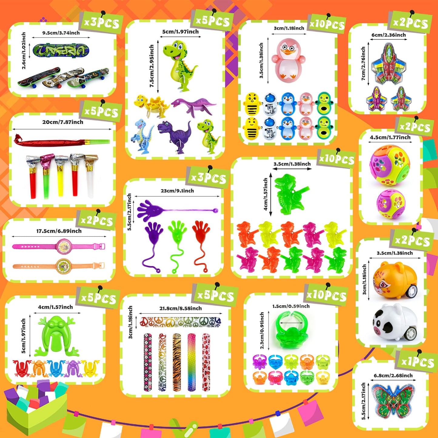 XIPEGPA 65PCS Party Favors Toy Assortment for Classroom Rewards Bulk Toys Birthday Party Toys Goodie Bag Filler Treasure Box Gif