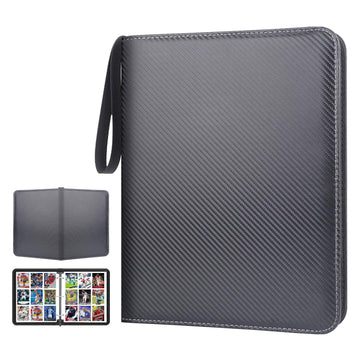 LOMONEH 900 Pockets Trading Card Binder  PU Leather Card Collection Binder 9 Pocket  Card Binders for Baseball & Sports  MTG  TCG & Game Cards (Striped Black)