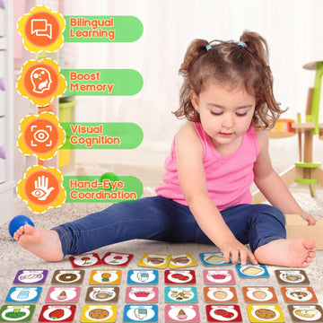 Edulok Memory Card Game, Toddler Match Game, Learn Spanish For Kids, Bilingual Flash Cards, Learning Toys For 4 Year Old, Presch
