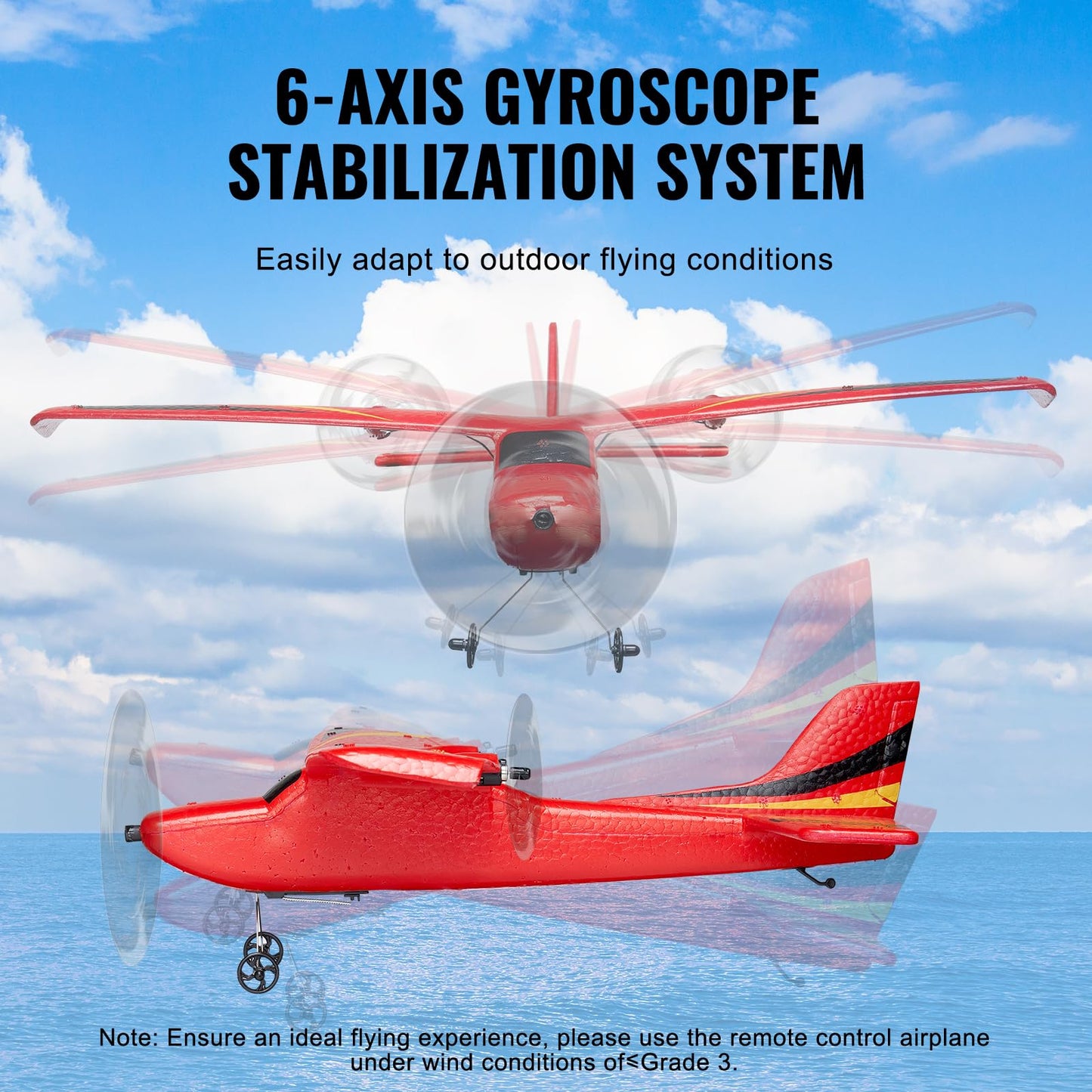 Vevor Rc Airplane, 2.4Ghz 2 Channel Remote Control Aircraft With 6-Axis Gyro Stabilizer, Ready To Fly Aircraft Toy With 2 Batter