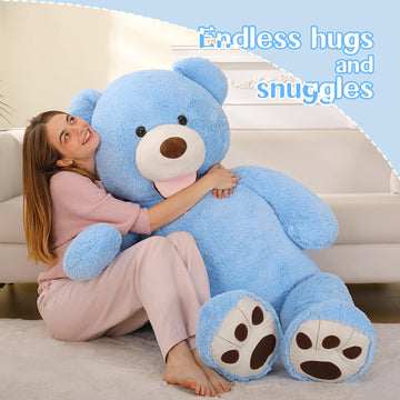 Maogolan Giant Teddy Bear Plush 5Ft, Cute Valentines Teddy Bear Stuffed Animal With Smiling Face, Gift For Girlfriend Boyfriend Wife On Anniversary,Christmas Long Distance