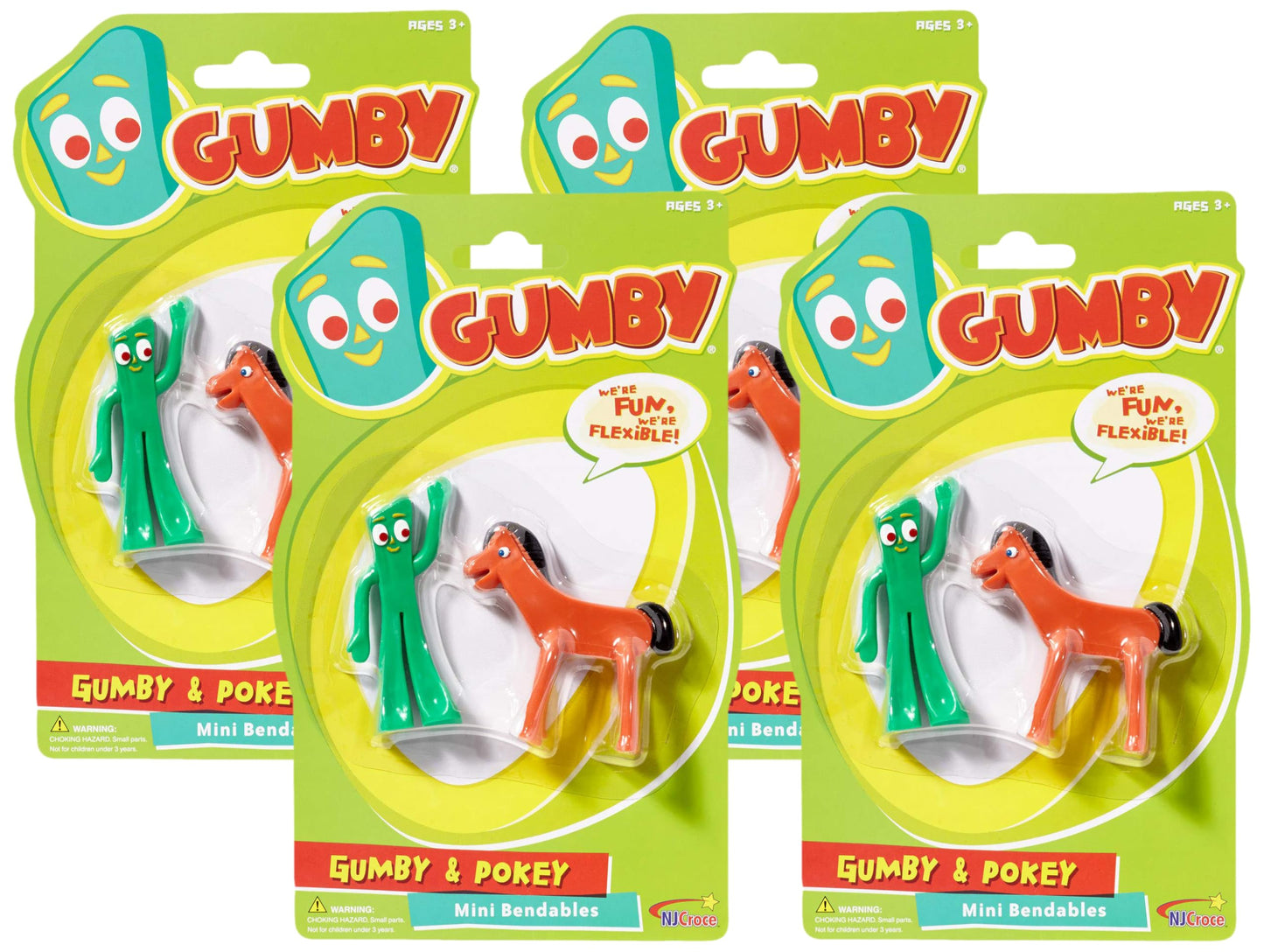 NJ Croce Gumby & Pokey Mini Bendable Pair (Pack of 4)