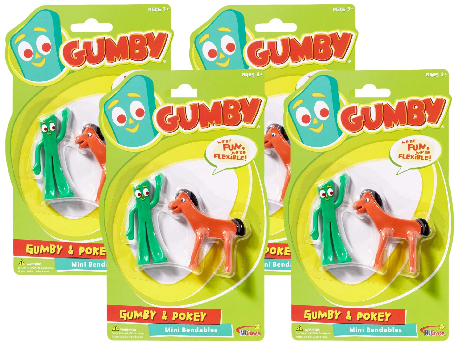 NJ Croce Gumby & Pokey Mini Bendable Pair (Pack of 4)