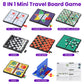 WinSTEM 8-in-1 Mini Travel Board Games Set, Magnetic Checkers, 5.2" Compact, ABS Plastic, Ideal for Family & Camping Fun