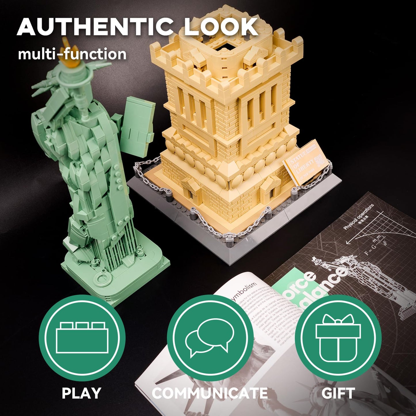 ArtorBricks Statue of Liberty Architecture Model Kit - 1577-Piece enhanced Building Set for Collectors  Detailed Display & Thoughtful Gift Idea