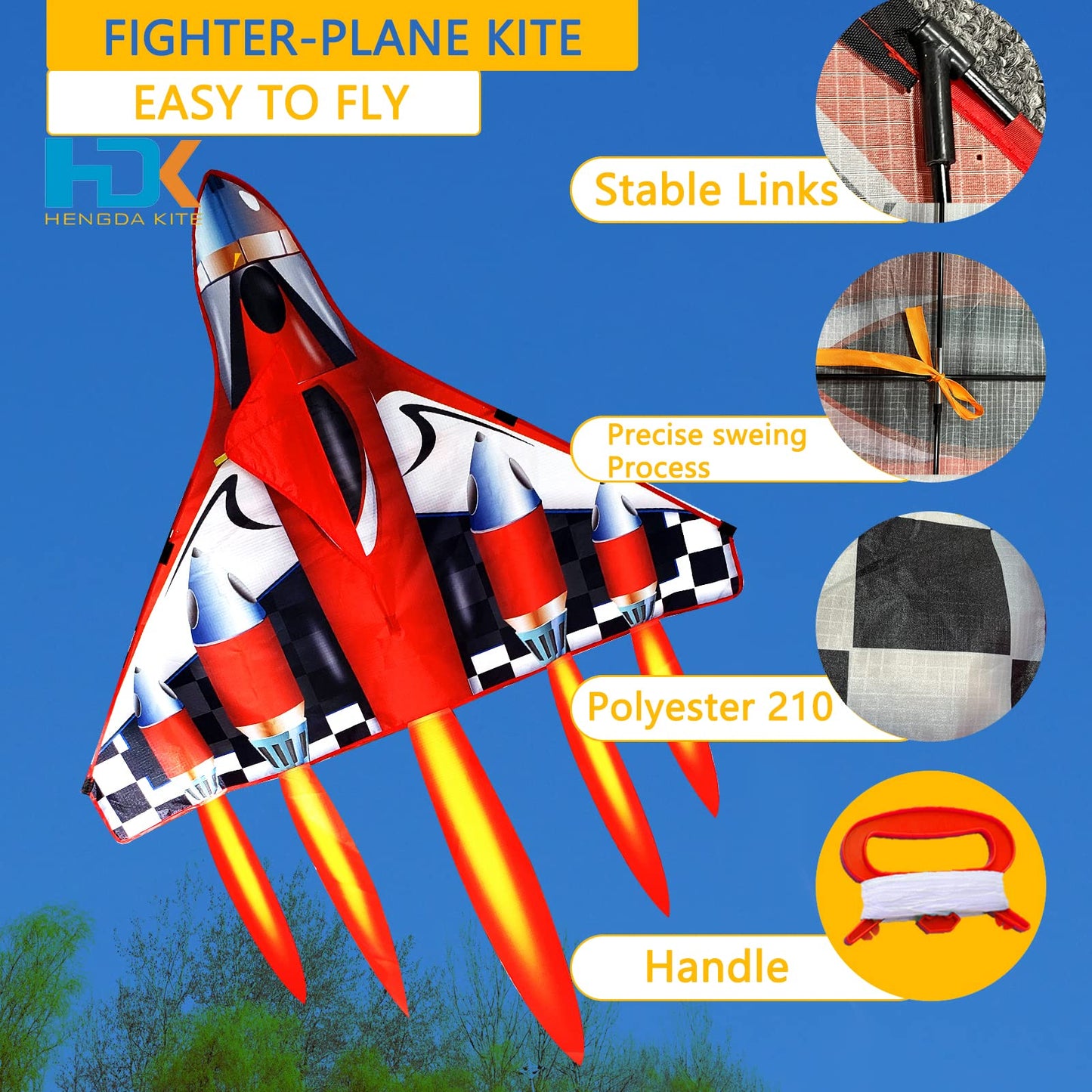 HENGDA KITE,Delta Plane Kite for Kids and Adults,Easy to Fly,Excellent Fabric and Structure Design,Suitable for Square, Beach, G
