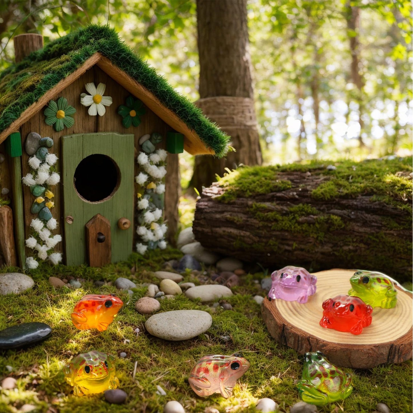 40 Pieces Resin Mini Frogs Luminous Mini Animals Tiny Animals for Crafts Dollhouse Fairy Garden Micro Moss Landscape Aquarium Po