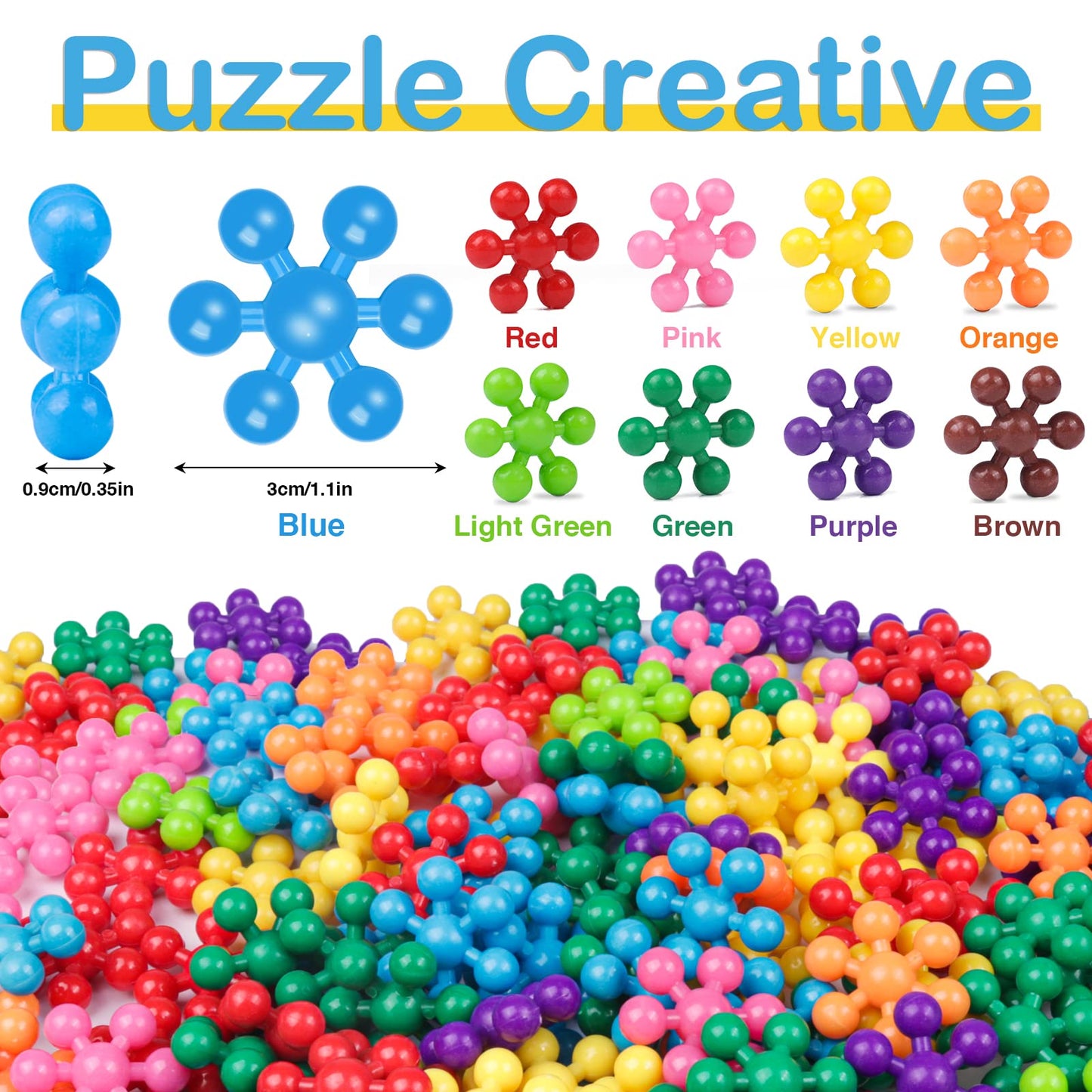 Neoact 600 Pcs Building Blocks Connect Toys,Interlocking Solid Plastic Educational Toys Sets For Preschool Kids Boys And Girls A