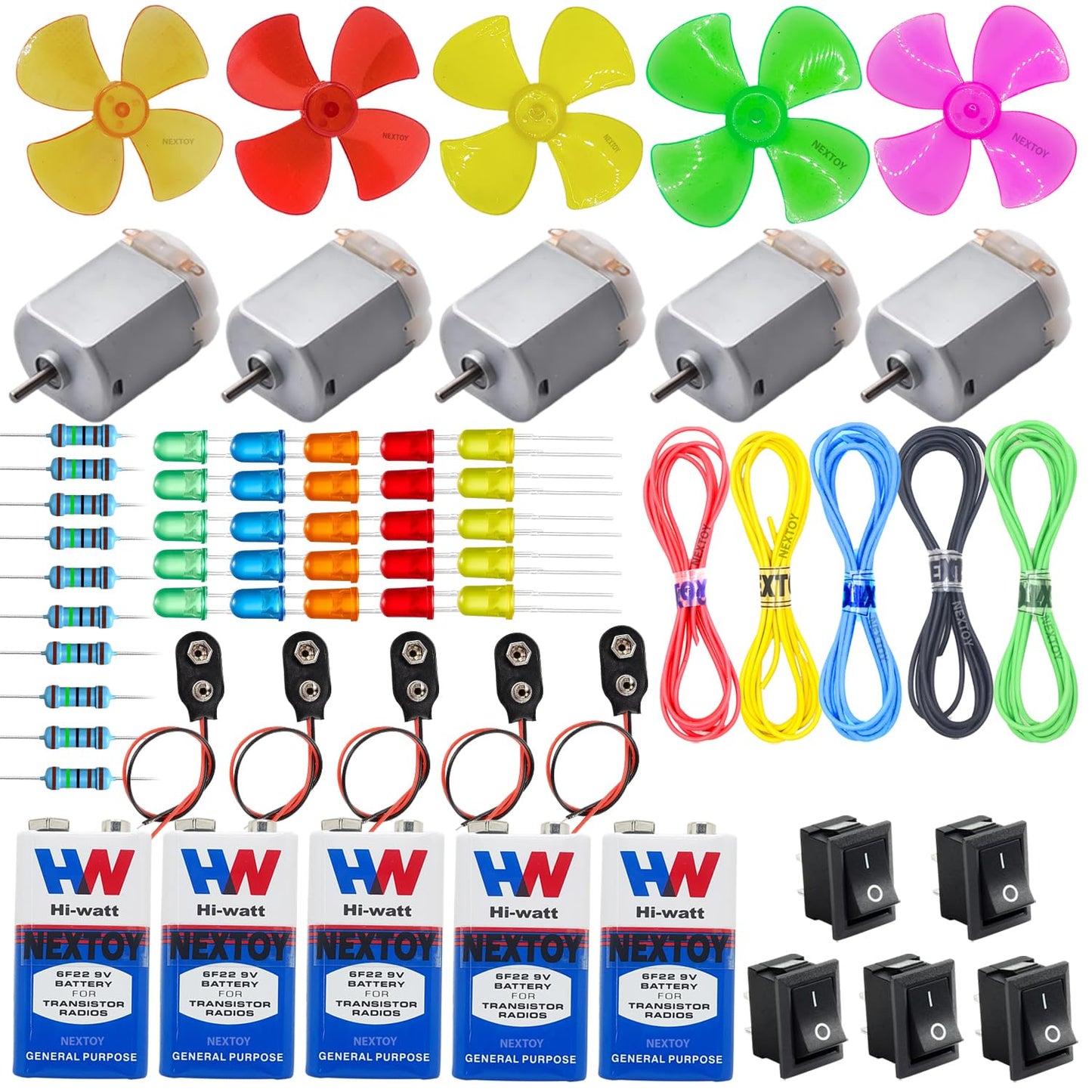 Nextoy Dc Motor Kit Stem Diy Set For Kids Perfect For Robotics, Science Experiments And School Projects 65 Piece In 1 Box