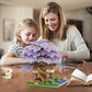 PQKIE Cherry Blossom Tree Building Set, 2229 Pcs Micro Blocks, Purple Bonsai Tree House, STEM Creative Toy for Kids and Adults