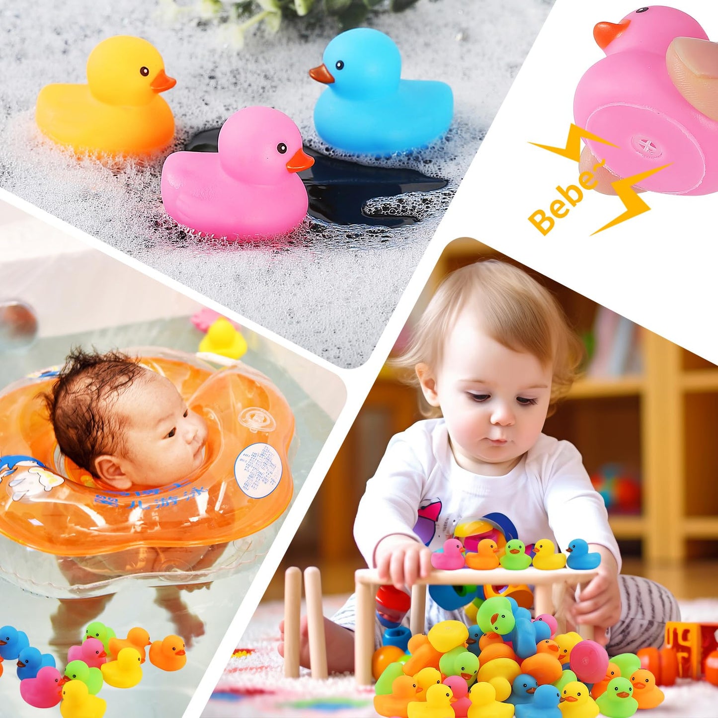 50Pcs Mini Rubber Duck Bath Toys, Multicolor Bath Ducks Bulk Float Duck Baby Bath Toy For Shower Birthday Party Favors Gift Classroom Summer Beach Pool Party Games