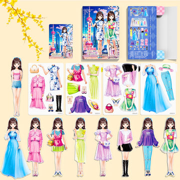 Daniel Axel Magnetic Dress Up Paper Doll,Magnet Princess Dress Up Dolls for Girls Ages 4-7 Kids,Travel Activities Road Trip Car 