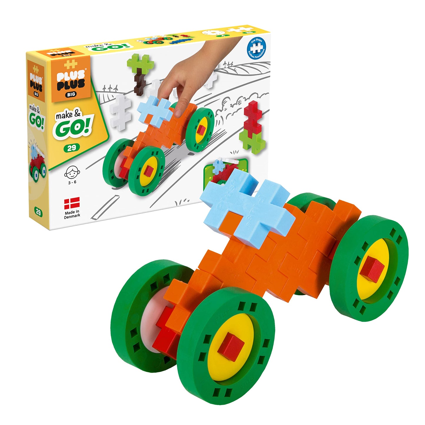 Plus Plus Big Make & Go 29 Pieces Construction Building Stem/Steam Toy, Interlocking Large Puzzle Blocks For Toddlers And Presch