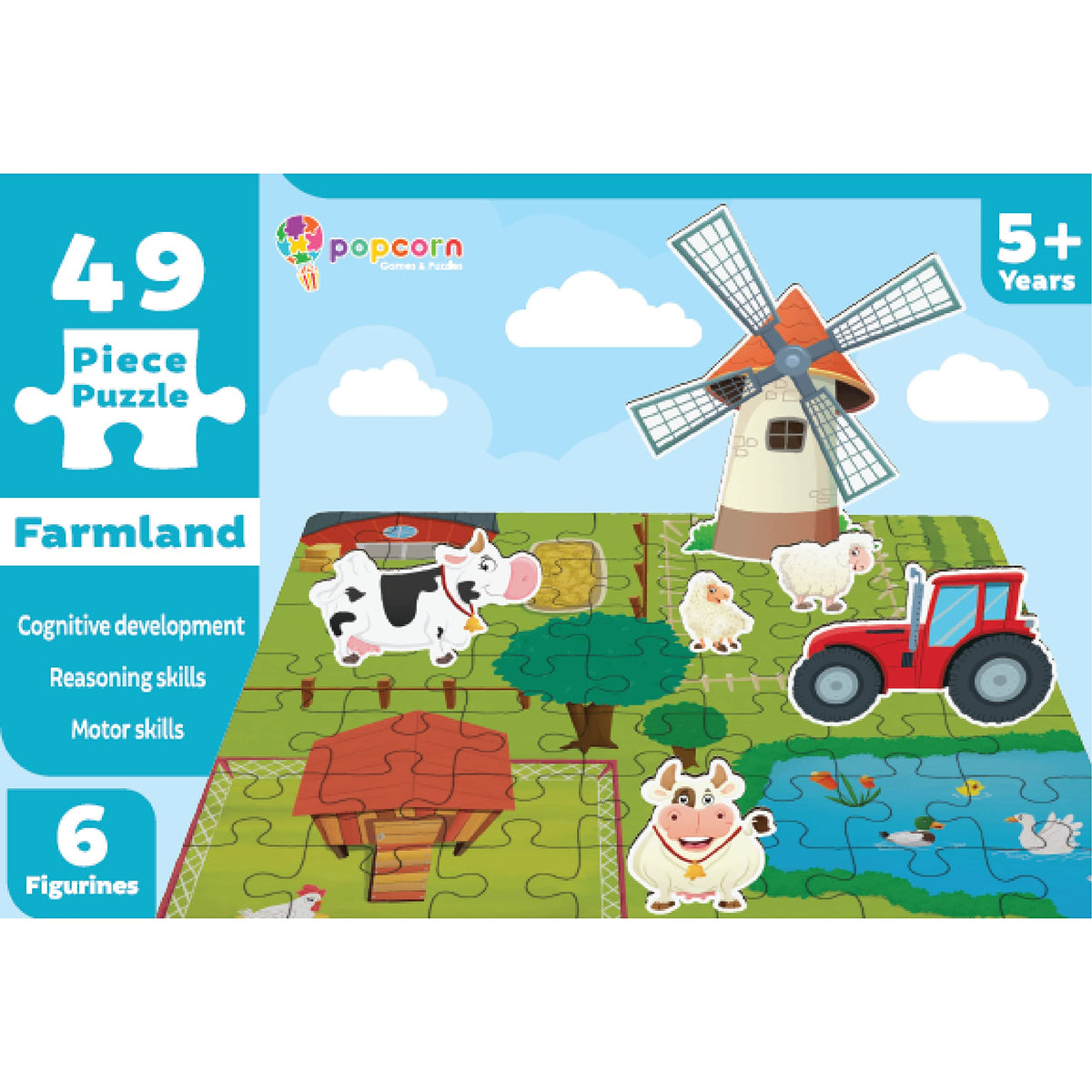 Popcorn Games & Puzzles Farmland 49 Piece Puzzle Kids Jigsaw Game Puzzle  Science Educational Toys For Kids Children 5+ Years
