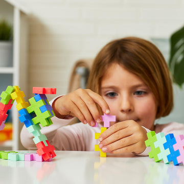 PLUS PLUS Big Construction Building Toy - 15 Piece Tropical Mix, Interlocking Plastic Blocks for Toddlers and Preschool