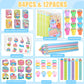 BenLouis 96Pcs Candyland Party Favors Ice Cream Donut Mini Notebook Stampers School Stationery Bulk for Kids Lollipop Sweet Trea