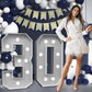 Imprsv Marquee Numbers Silver 30Th-Birthday Decorations: Large 3Ft Light Up Number Grey 30 Birthday Decoration For Women Men Thi