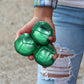 Zeekio Juggling Balls enhanced Galaxy - [Pack of 3]  Synthetic Leather  Millet Filled  12-Panel Leather Balls  130g Each  62mm  Metallic Green