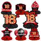 Happy 18Th Birthday Red And Black Table Honeycomb Centerpieces Balloons Theme Decor Table Decorations Table Toppers For Girls Women Princess 18 Years Old Birthday Party Bday Supplies Background Gold