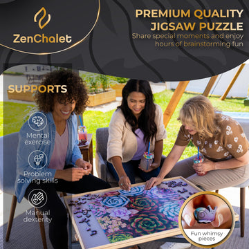 Zenchalet Succulent Sensation Wood Jigsaw Puzzles 1000 Pieces | For Improved Mood And Concentration