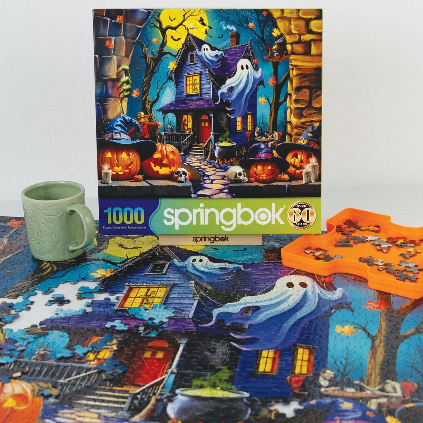 Springbok 1000 Piece Haunted Halloween Jigsaw Puzzle - Large Cardboard - Unique Cut Pieces - Model 33-11298