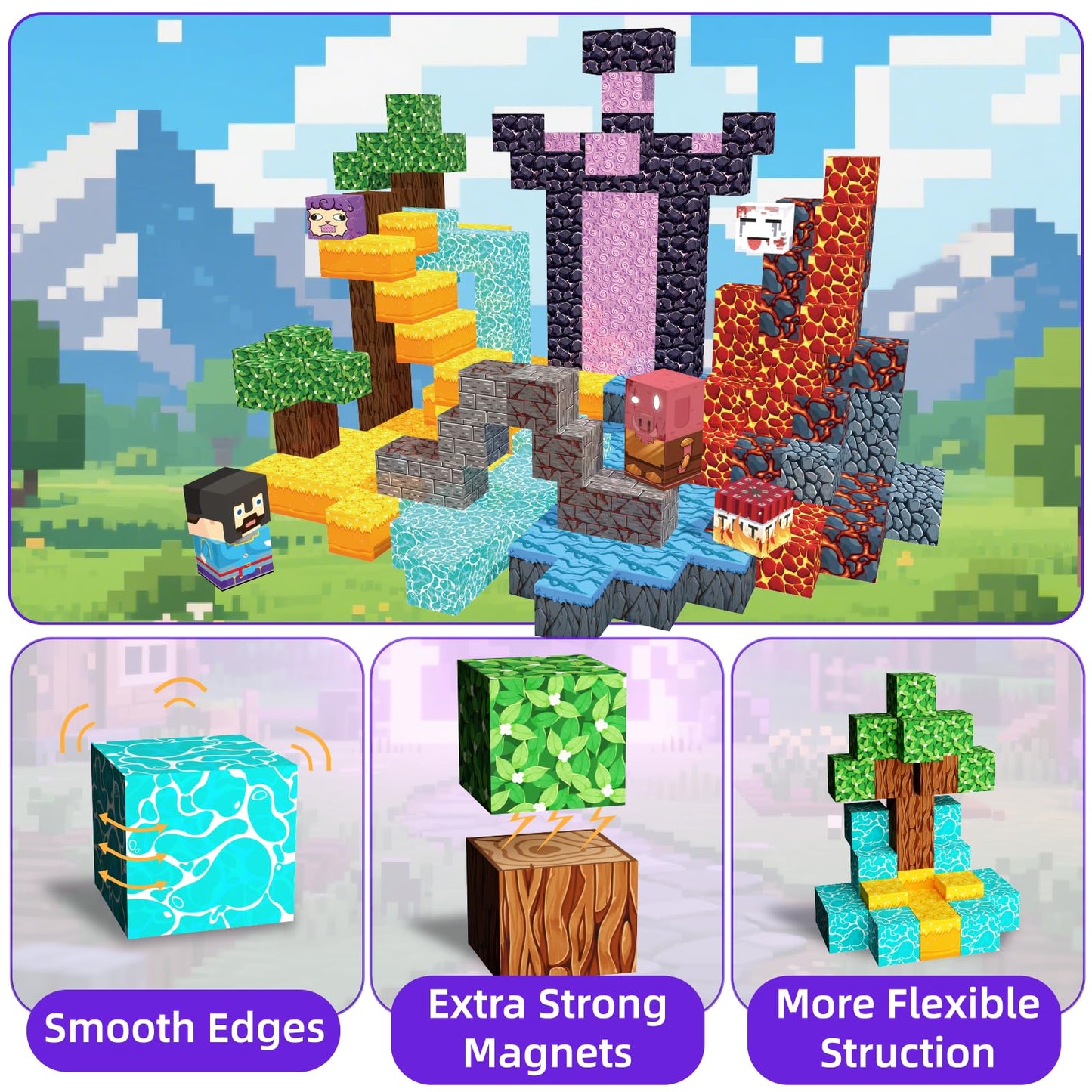 Magnetic Blocks 120PCS Magnetic Building Blocks for Kid 3+  Building Toys for Kid Boys Girls  STEM Sensory Gift for Birthday