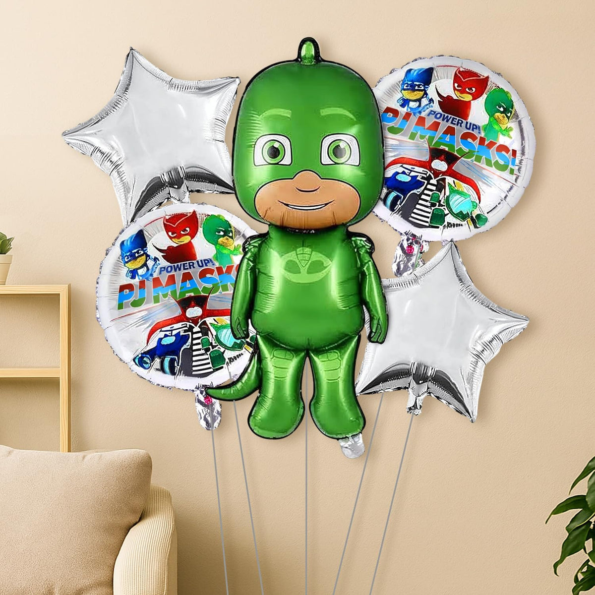 Party Propz Cartoon Balloons for Birthday  5 Pcs Anime Decoration Items | Foil Balloon for Birthday Decoration | Silver Star Fo