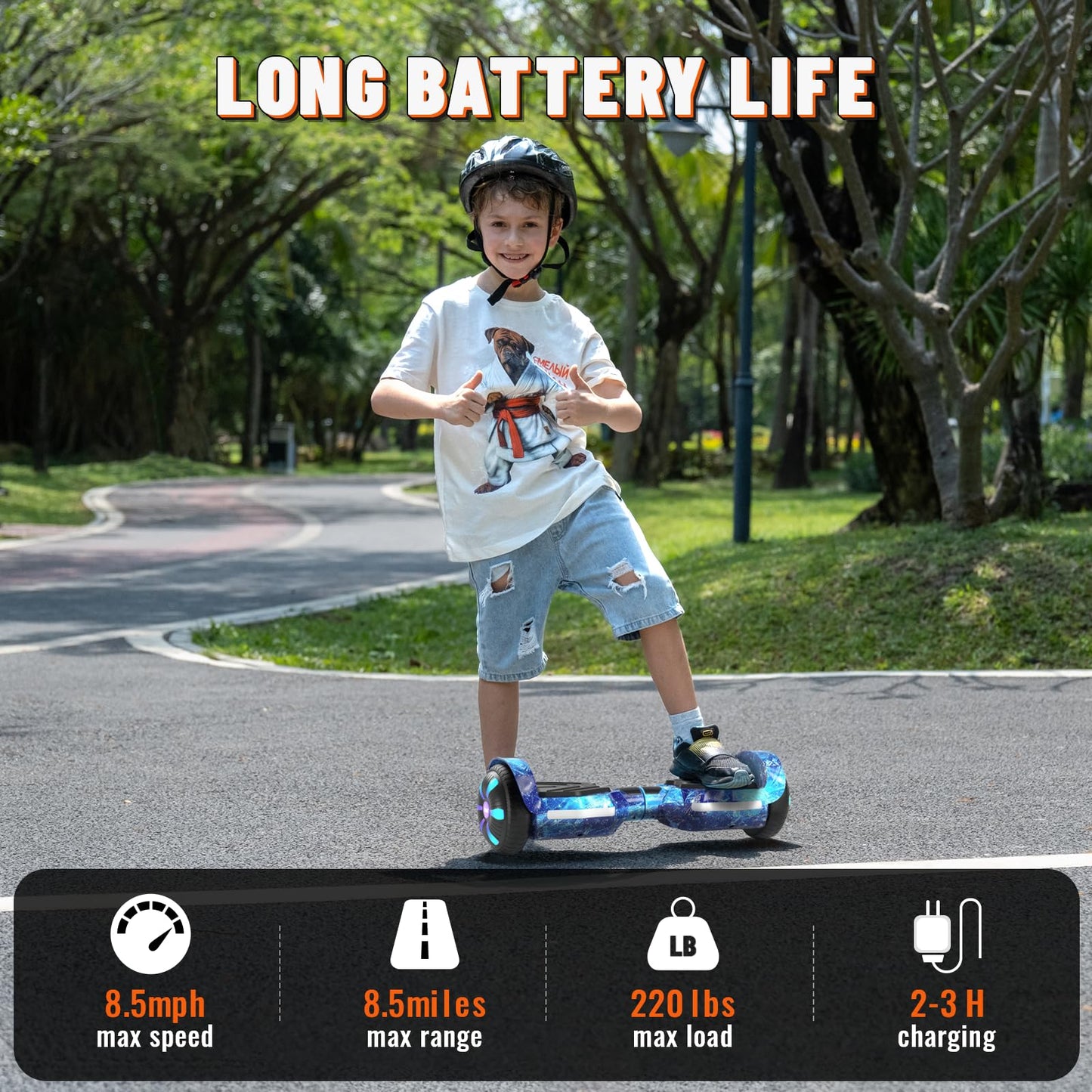 SIMATE Scooter, Bluetooth Speakers and LED Light-Up Wheels, APP Control, Dual 250W Motors, 8.5 mph Max Speed & 8.5 Miles Max Ran