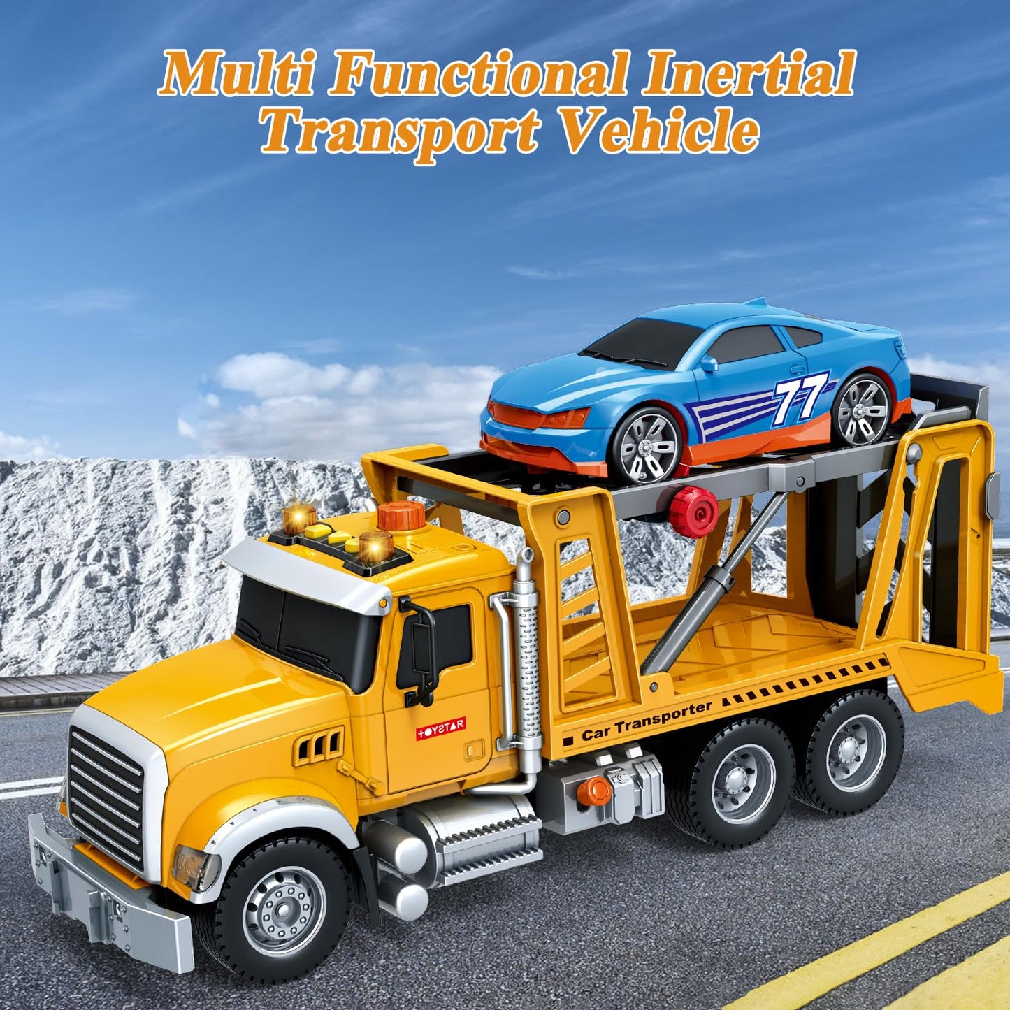 Mostop Toy Truck Transport Cars Carrier With Racing Car For Toddlers,15 Large Kids Toys For 4-8 Boys, Friction Powered Truck Veh