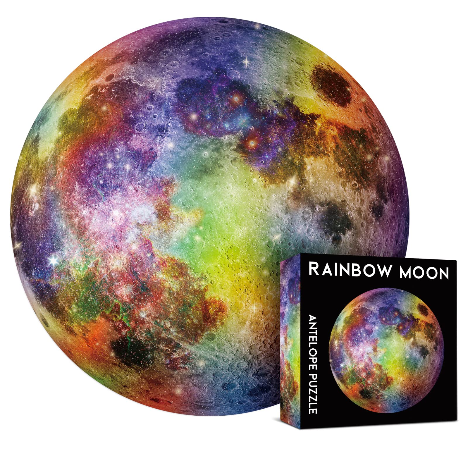 Antelope Rainbow Moon 1000 Piece Jigsaw Puzzle For Adults, Space Theme, Paperboard, Round Puzzle, High Resolution, Matte Finish, No Dust, Includes Poster, 26.5 Inches