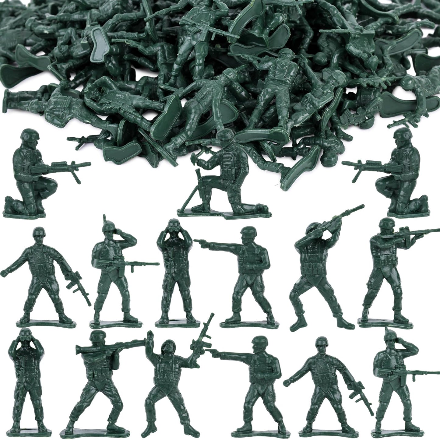 MCPINKY 100PCS Army Men Toy Soldiers  Plastic Soldier Figures Army Men Playset Multiple Poses for Boys Birthday Gift Green