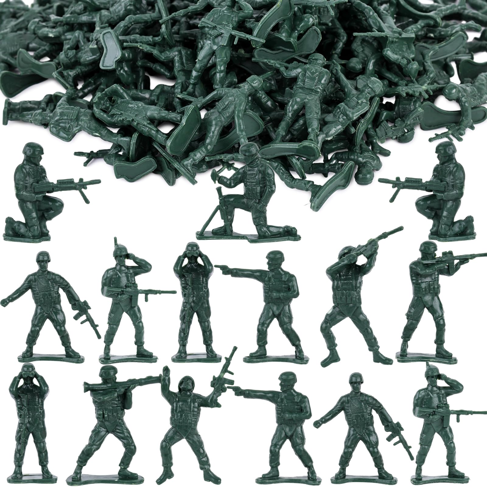 MCPINKY 100PCS Army Men Toy Soldiers  Plastic Soldier Figures Army Men Playset Multiple Poses for Boys Birthday Gift Green