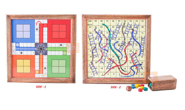Ortus Handmade Wooden Classic 2 In 1 Magnetic Ludo Snakes And Ladders Set | Travel Board Game For Adults And Kids | Best Birthda