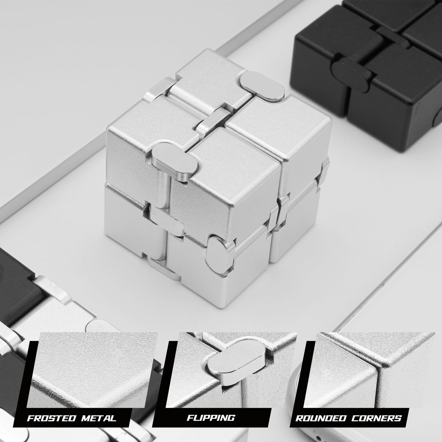 Dolasev Silver Infinity Cube, Kids Fidget Toy, Fidget Toys Adults Anxiety, Fidget Toys For Teens, Cool Metal Anxiety Toys For Ad