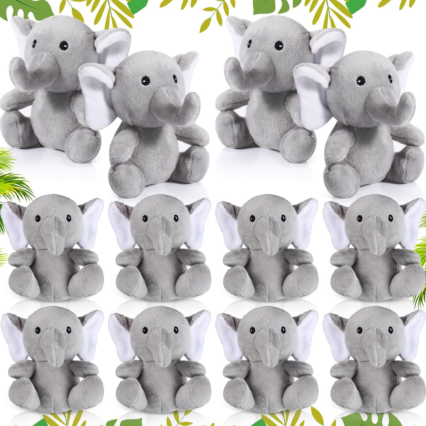 Jenaai 12 Pcs Mini Elephant Stuffed Animals 4 Inches Small Cute Soft Forest Plush Elephant Toys For Boys Girls Baby Shower Decor