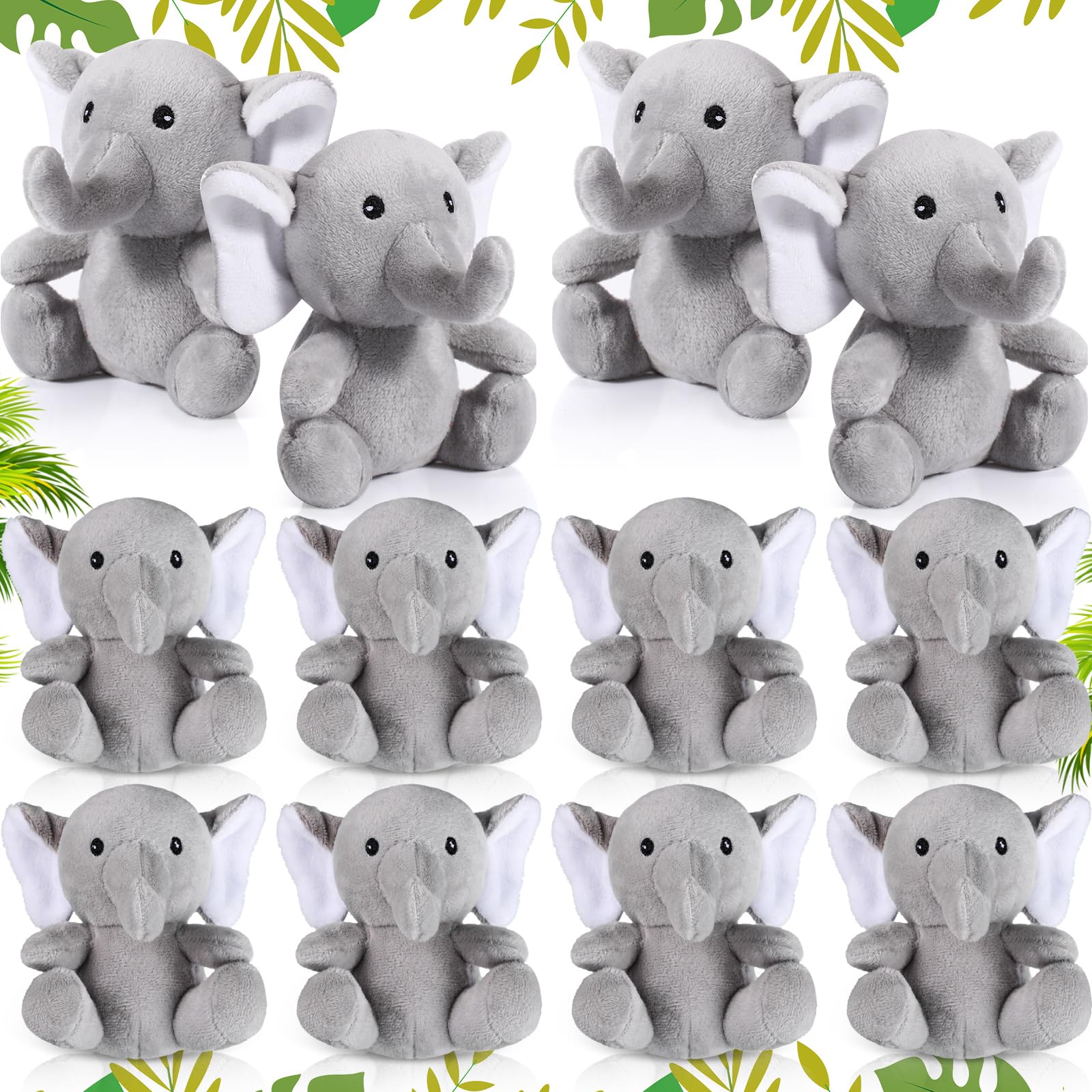 Jenaai 12 Pcs Mini Elephant Stuffed Animals 4 Inches Small Cute Soft Forest Plush Elephant Toys For Boys Girls Baby Shower Decor