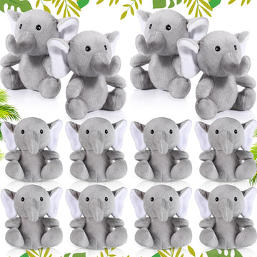 Jenaai 12 Pcs Mini Elephant Stuffed Animals 4 Inches Small Cute Soft Forest Plush Elephant Toys For Boys Girls Baby Shower Decor