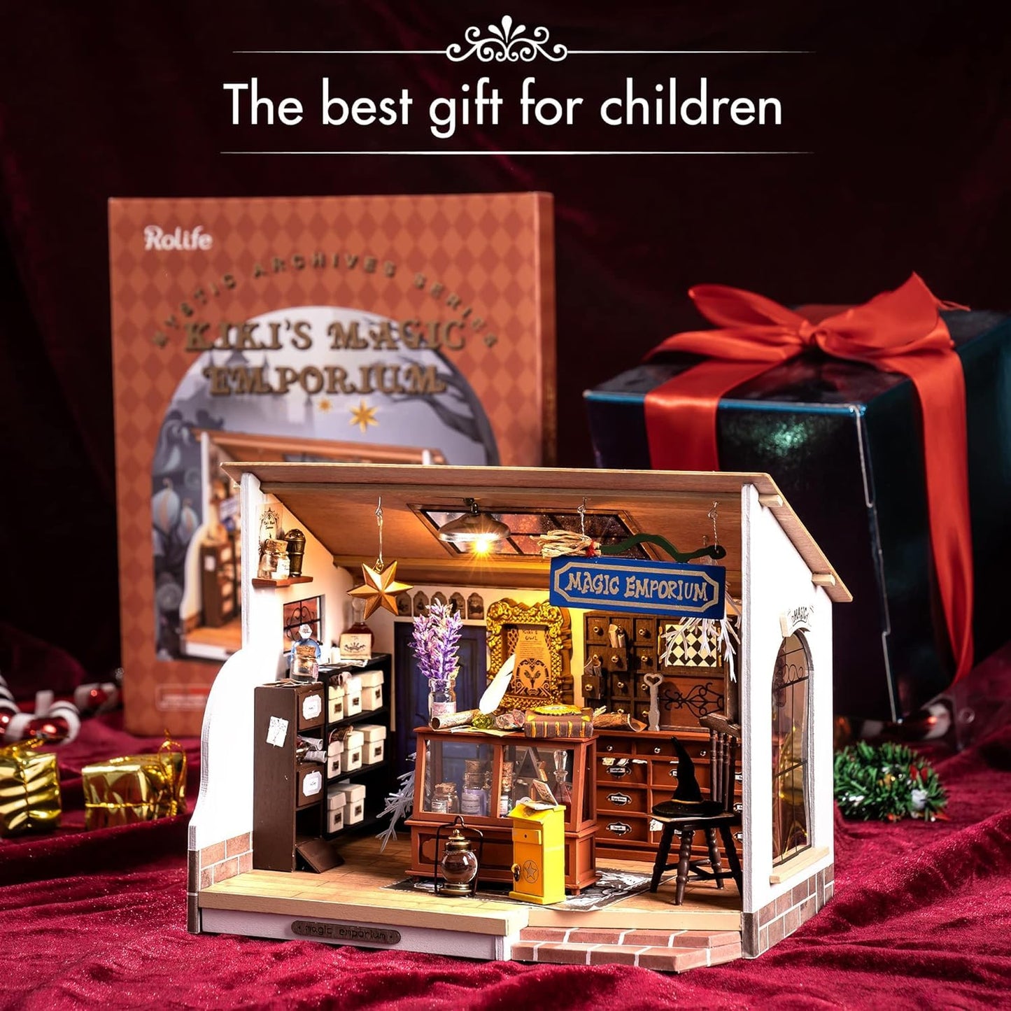 Rolife DIY Miniature House Kit Magic House  Tiny House Kit for mature-themed to Build  Mini House Making Kit with Furniture  Halloween for Family and Friend (Kiki 's Magic Emporium)