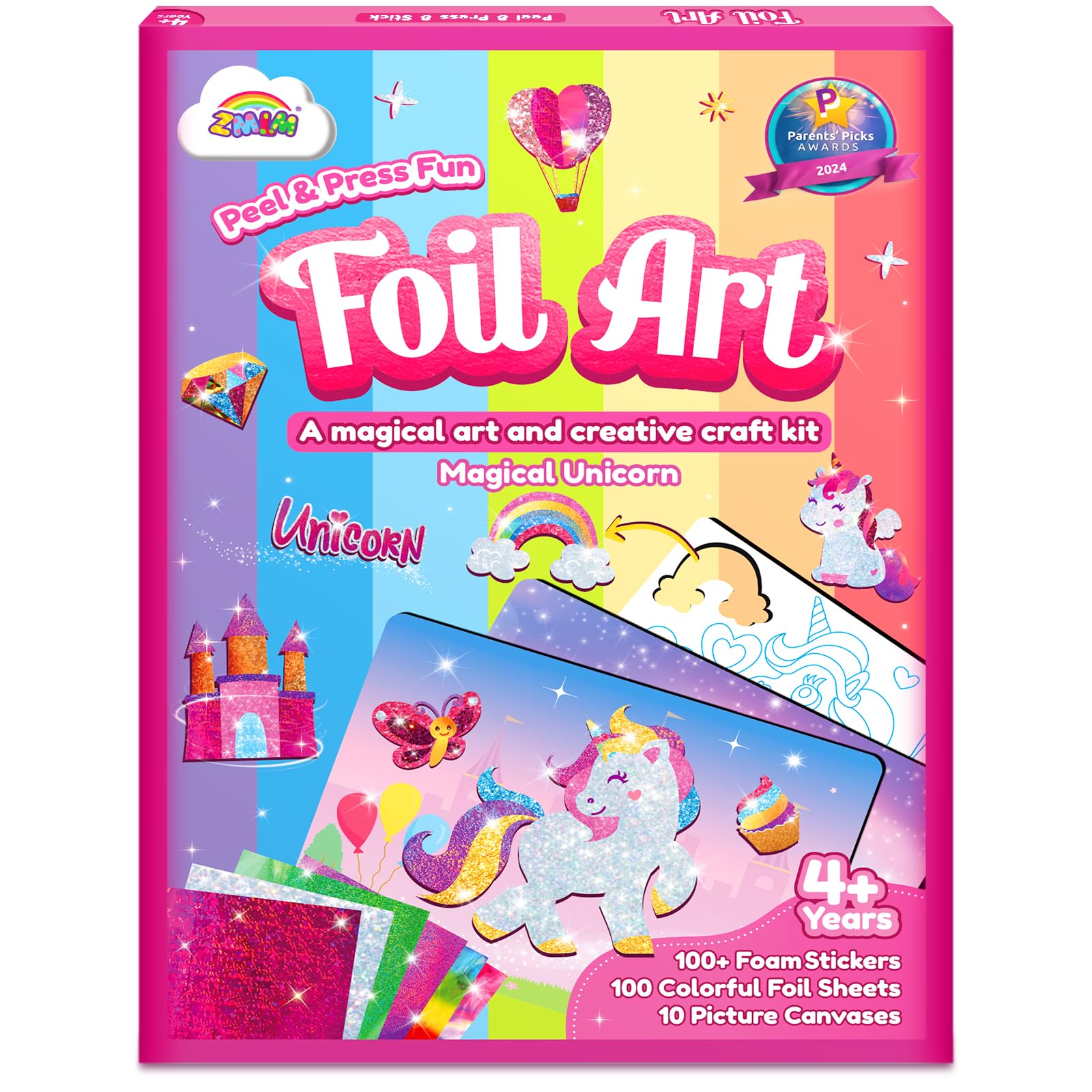 ZMLM Foil Art Kit for Kids - Arts Crafts Fun Mess Free Activity, Gifts for Ages 4 5 6 7 8 9 Girls Boys, Crafts for Kids Creative