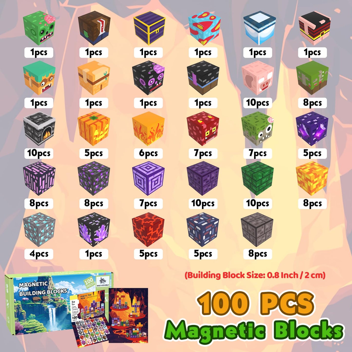 100 Pcs Magnetic Blocks - Magnetic Building Blocks Toys For Kids, Stacking Magnets For Kids, Stem Sensory Toys, Christmas Birthd
