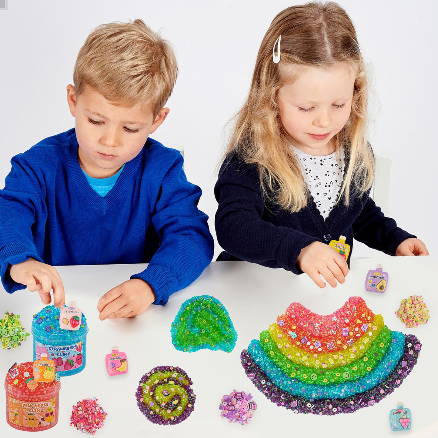 Okaybee 6 Pack Bingsu Crunchy Slime Kit, Rainbow Slime For Kids, With Cute Slime Charms & Add-Ins, Slime Party Favors Sensory To